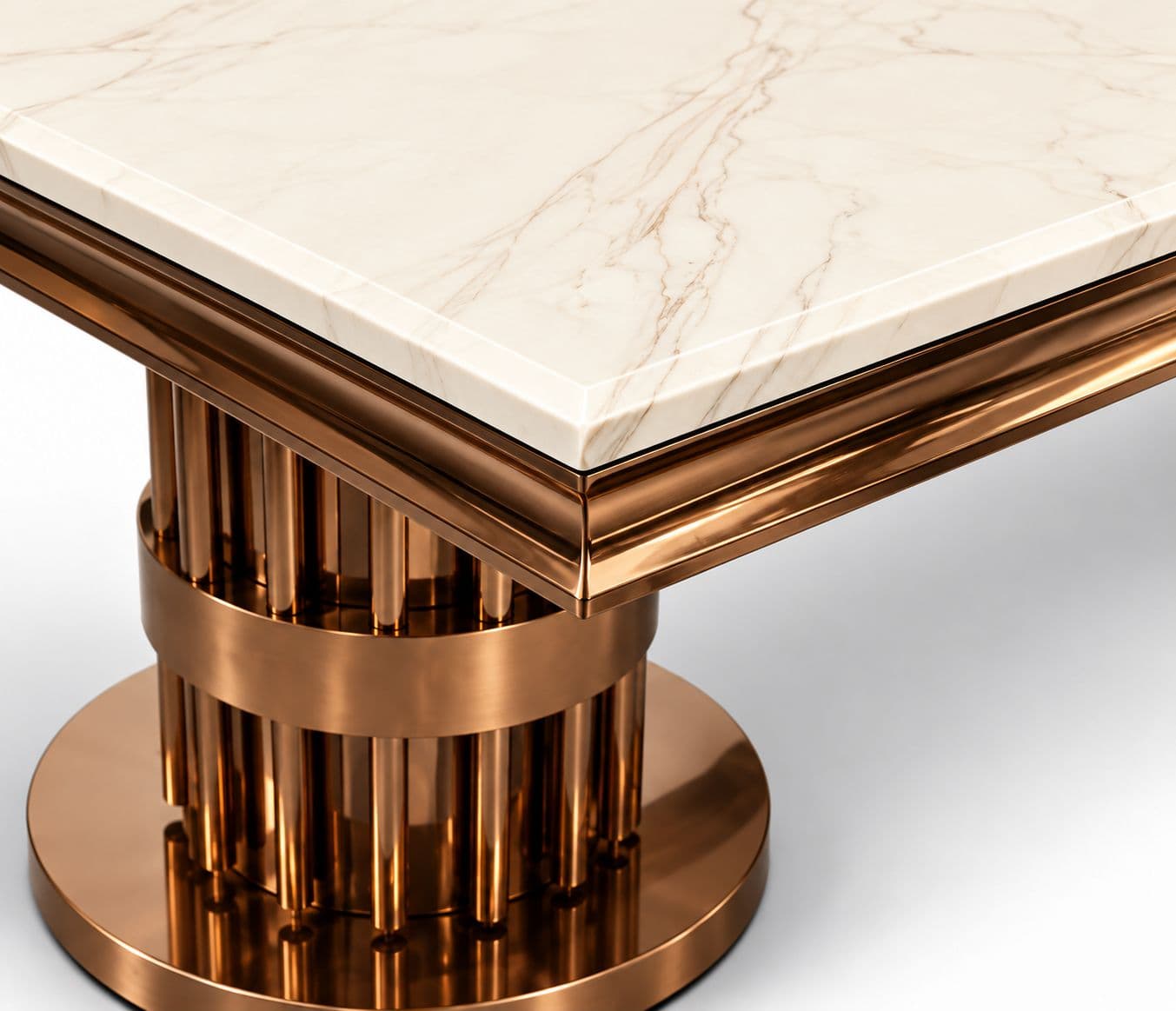 Image 3 for 8116 Center Table With Marble With Rose Gold Metal Base (HYD)