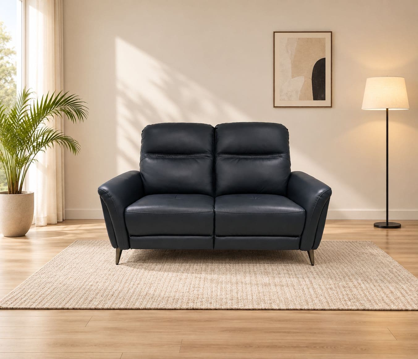 6664 2 Seater Static Sofa With Pure Body Touch Leather (WH)