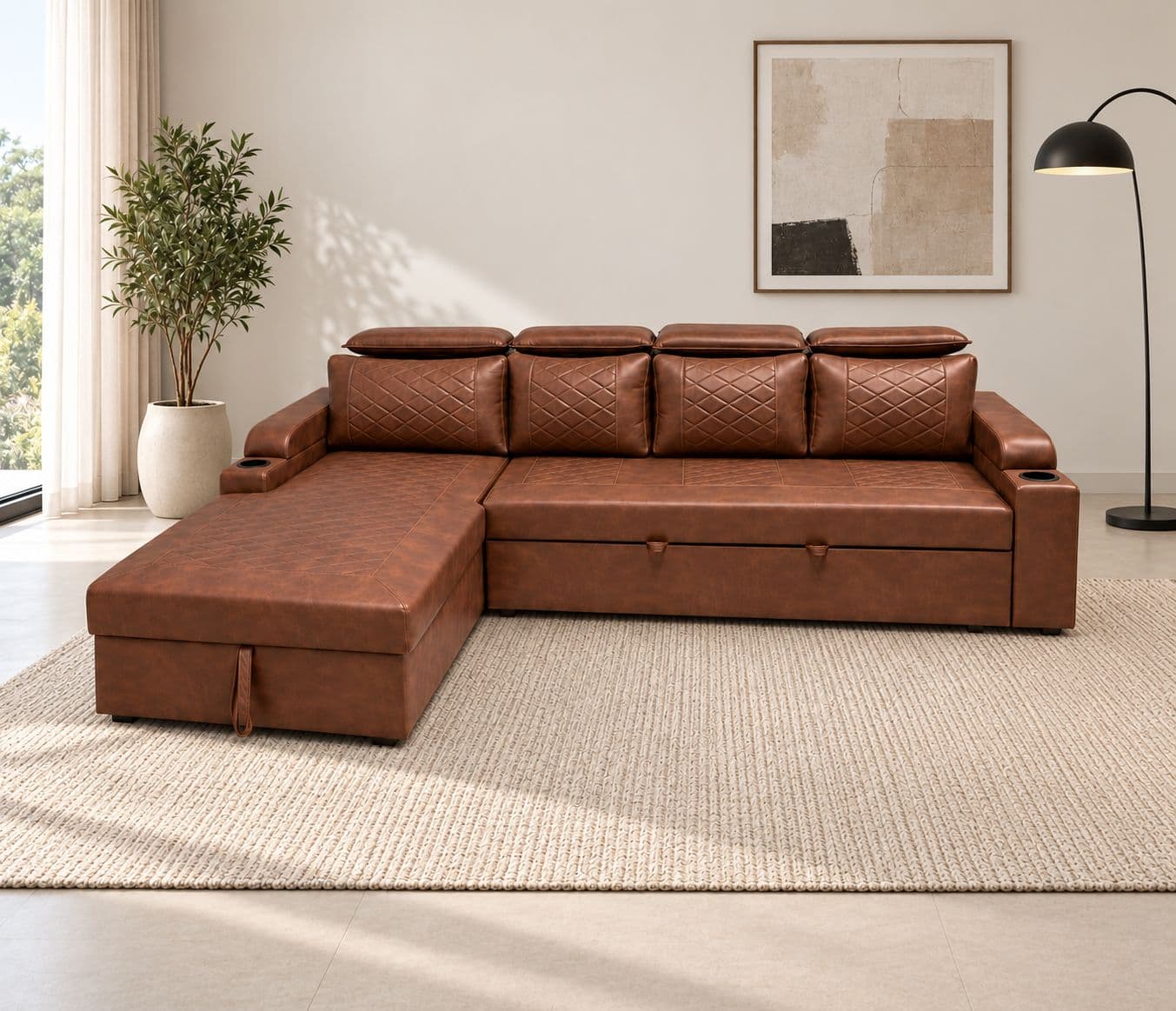 Image 1 for Dreamer Sofa Cum Bed Micro Suede Fabric Neem Wood Frames 40 Density Cushions Back Foam Recron Polly (HYD OTD)