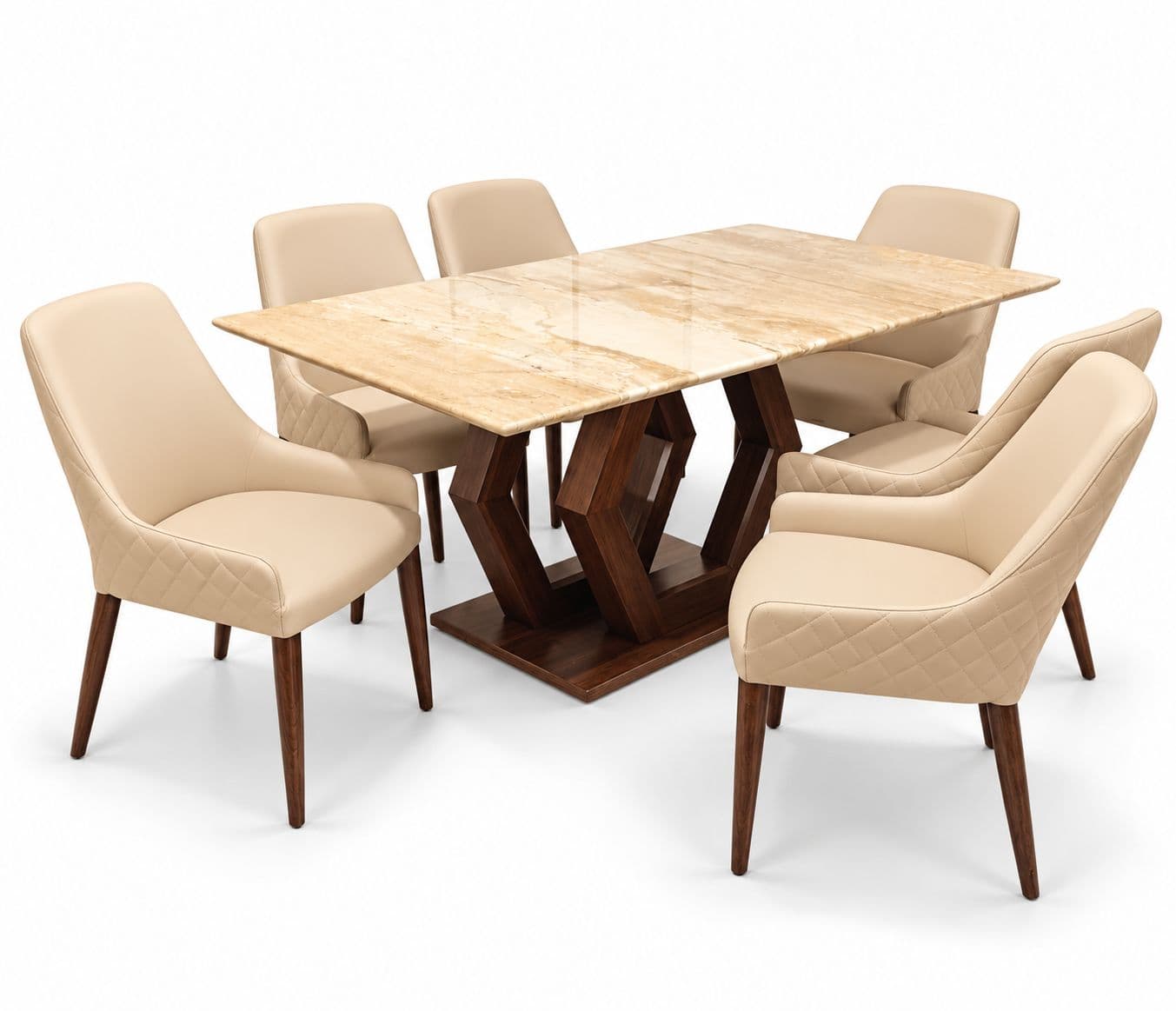 Image 4 for DC364/Dining Set 1+6 Seater DT Axon Dyna Marble Top Base And Chair Solid Ash Wood Leatherette (KORA OTD)