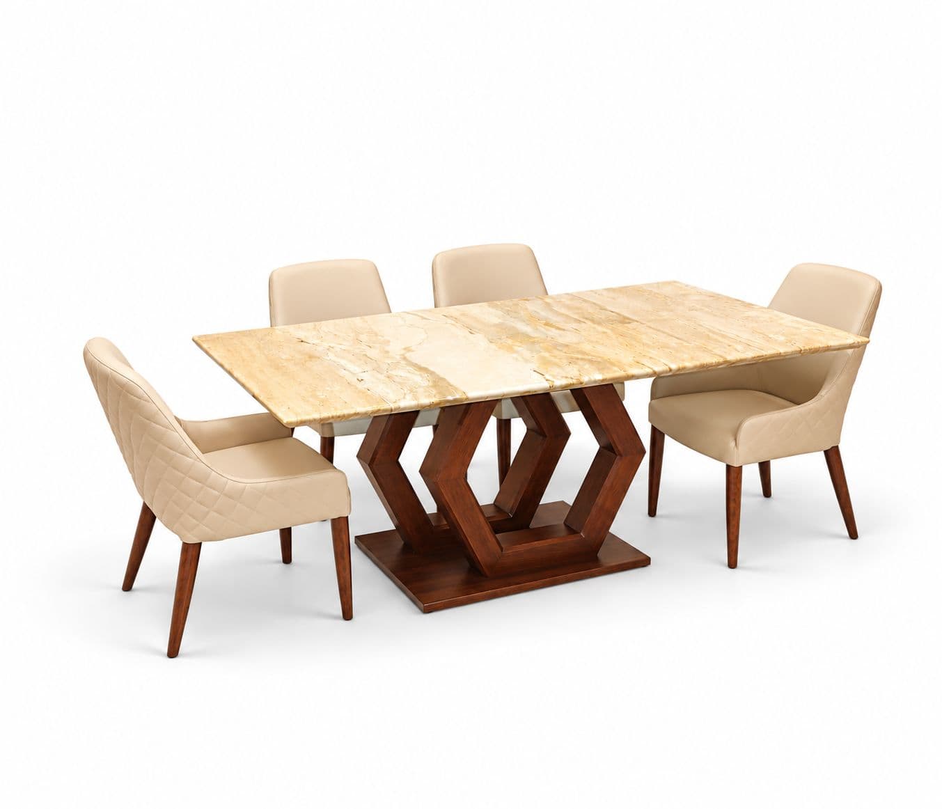 Image 2 for DC364/Dining Set 1+6 Seater DT Axon Dyna Marble Top Base And Chair Solid Ash Wood Leatherette (KORA OTD)