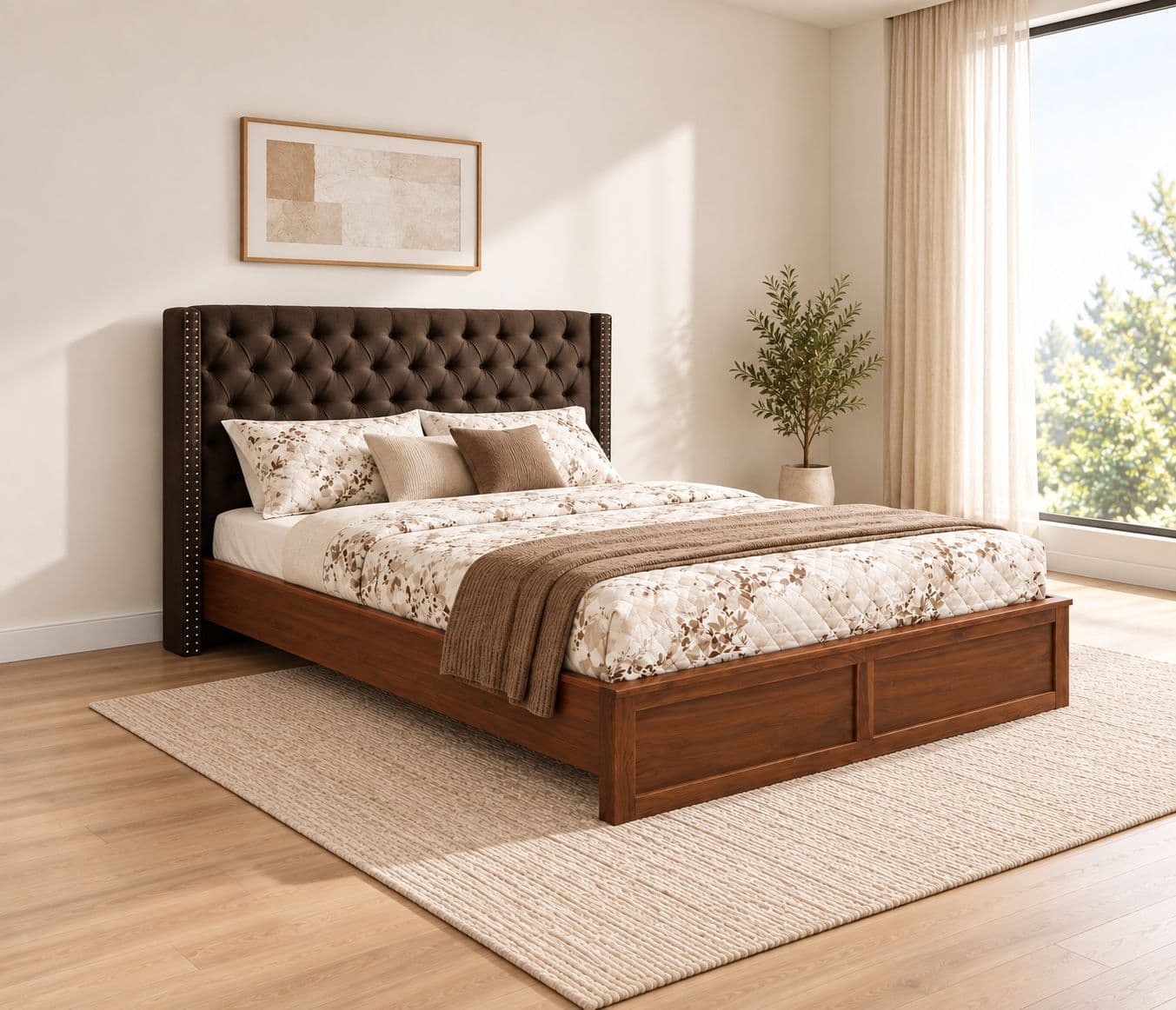 Imperium Sienna Queen Size Bed Solid Teak Wood (BTM)(EC)