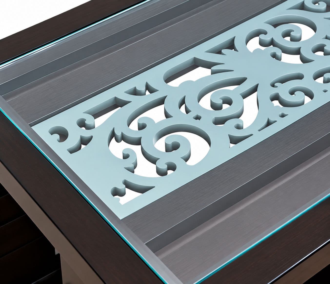 Image 4 for Silver Jalli Center Table With Glass Top (BTM OTD)