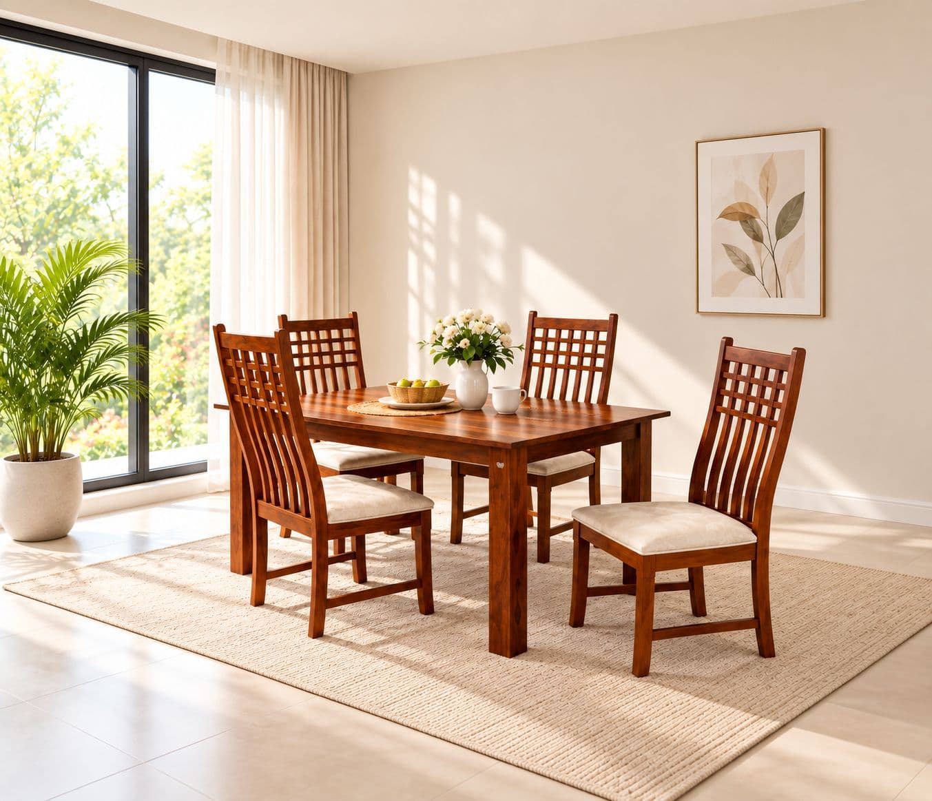 MHDT Dining Set 1+4 Seater Sheesham Wood Honey (EC OTD)