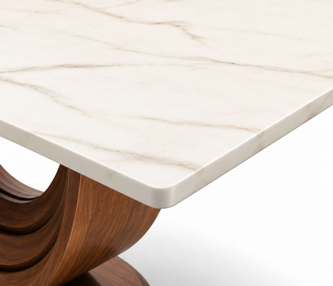Image 9 for Dining Set 1+6 Seater 1093/3658-2/DC2303 Marble Top With Ash Wood Base With Metal Strip (HYD)