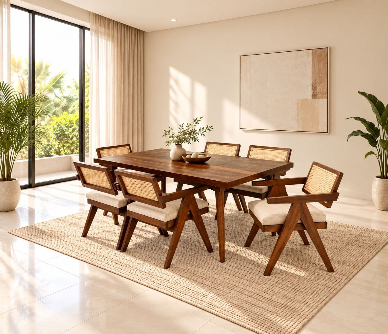 Roma 6 Seater Dining Se With Sheesham Wood (EC)