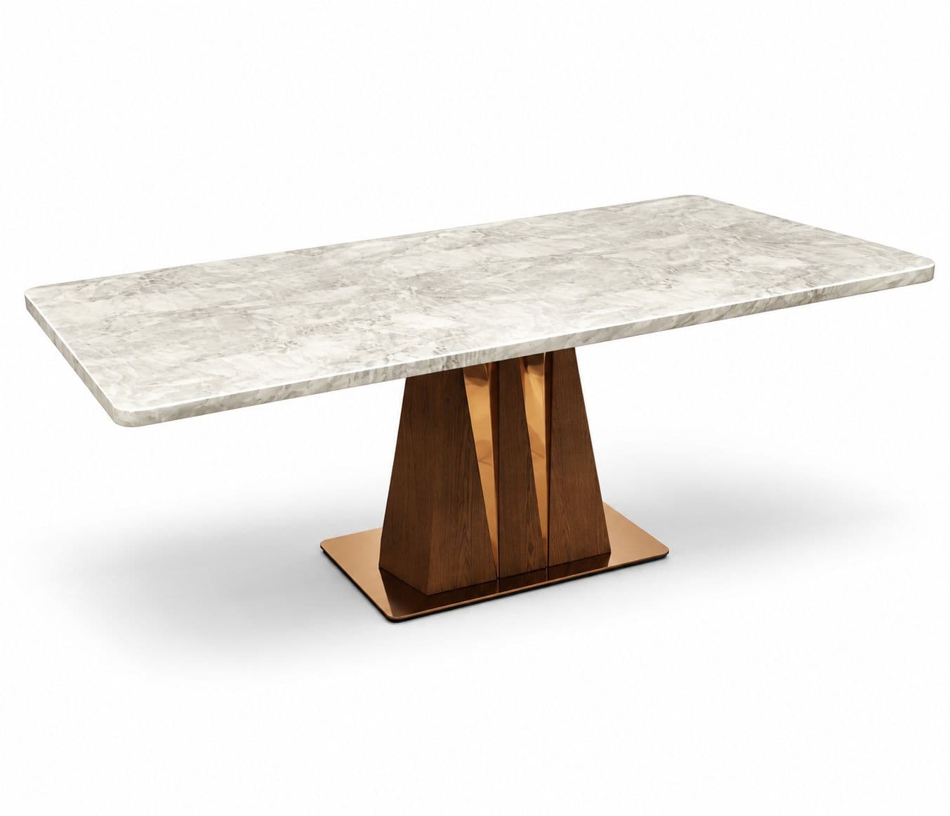 Image 13 for Dining Set 1+6 Seater H22/134-3/DC2305 Marble Top With Ash Wood Base With Metal Strip (HYD)