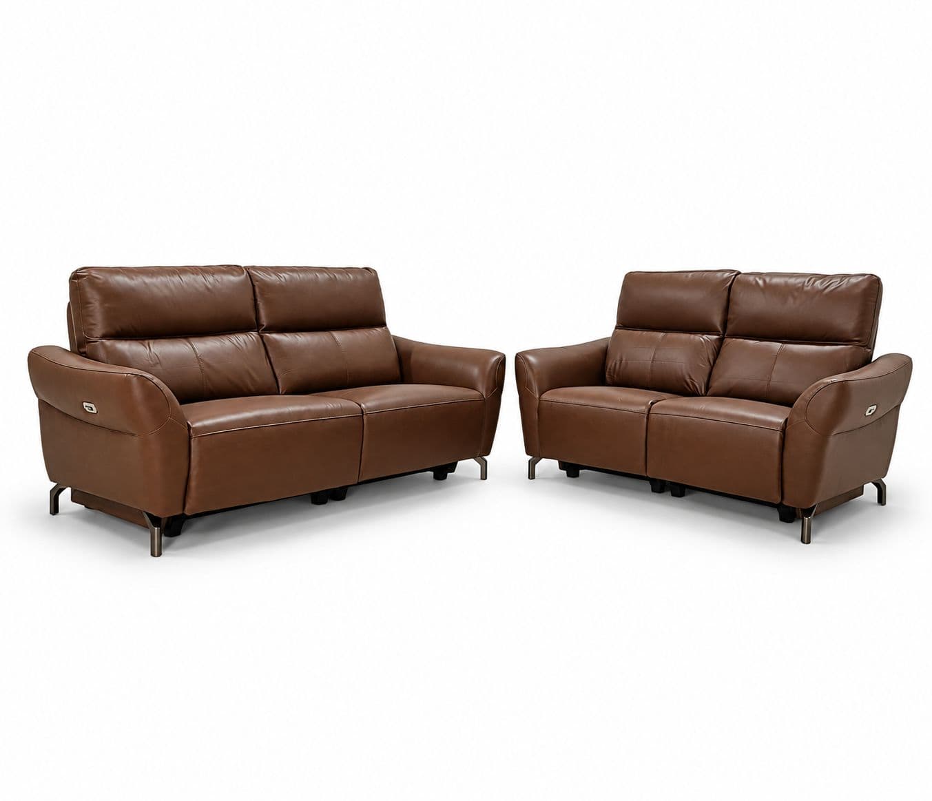 Image 6 for 3935- 3+2 Imported Sofa Set Electrical Recliner Seater -E-B1125-65 Brown Half Leather (WH)(HYD)