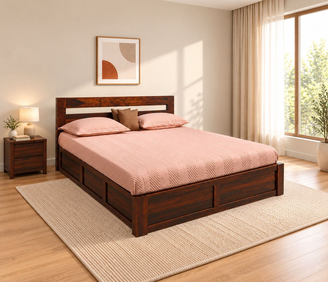 Image 1 for Rajwada Basic Hydraulic Storage Bed With Sheesham Wood (KORA)