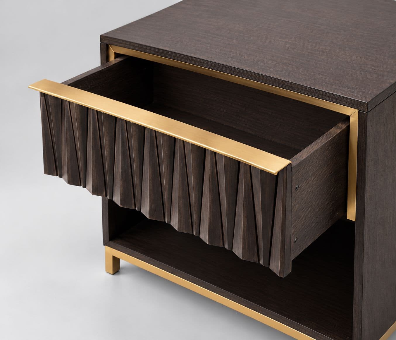 Image 3 for Soho Bed Side Table Drawer Mechanism With Gold Accent Wood Finish With Smooth Matte Satin Coating (HYD OTD)