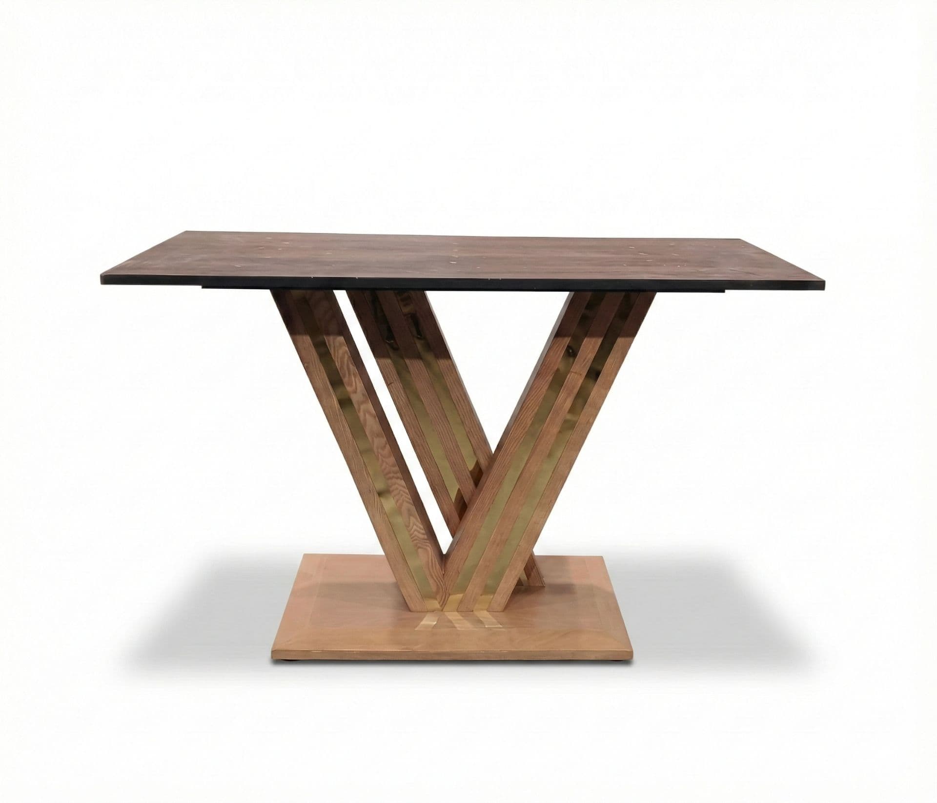 Image 12 for DT V/DC31/ PATA 1+6 Seater Chair Marble Top-Art Leather With Ash Wood PVD RMR (BS-CP)