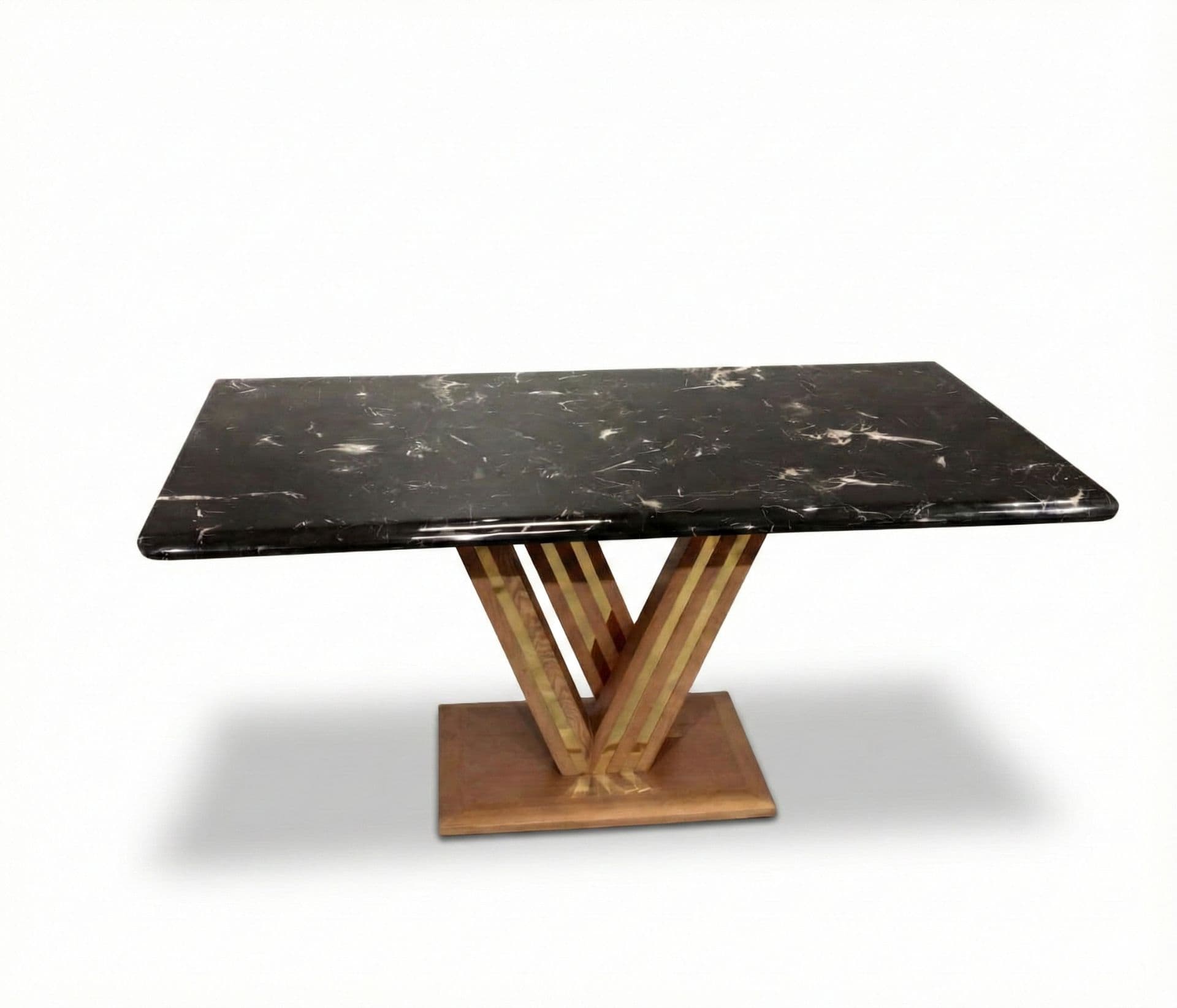 Image 13 for DT V/DC31/ PATA 1+6 Seater Chair Marble Top-Art Leather With Ash Wood PVD RMR (BS-CP)