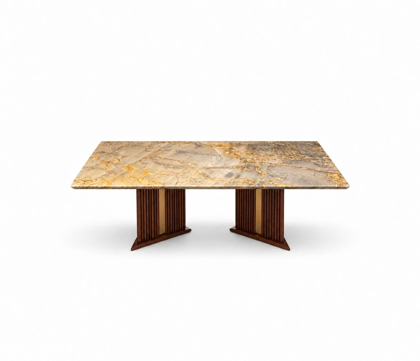 Image 15 for Dining Table 1+6 Seater Trio / DC 32 / Cogo Marble Top Ash Wood With Metal Grip Base 66*36 (BS-WF)