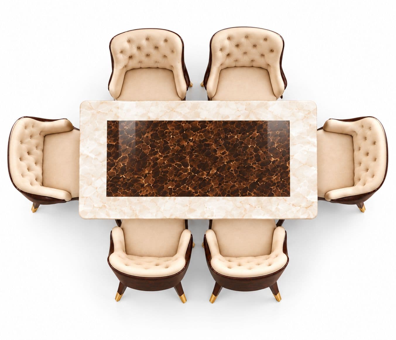 Image 3 for M12 Dining Full Set 1+6 Seater Marble Top With C11 Chairs And B13 Base (PKJ)
