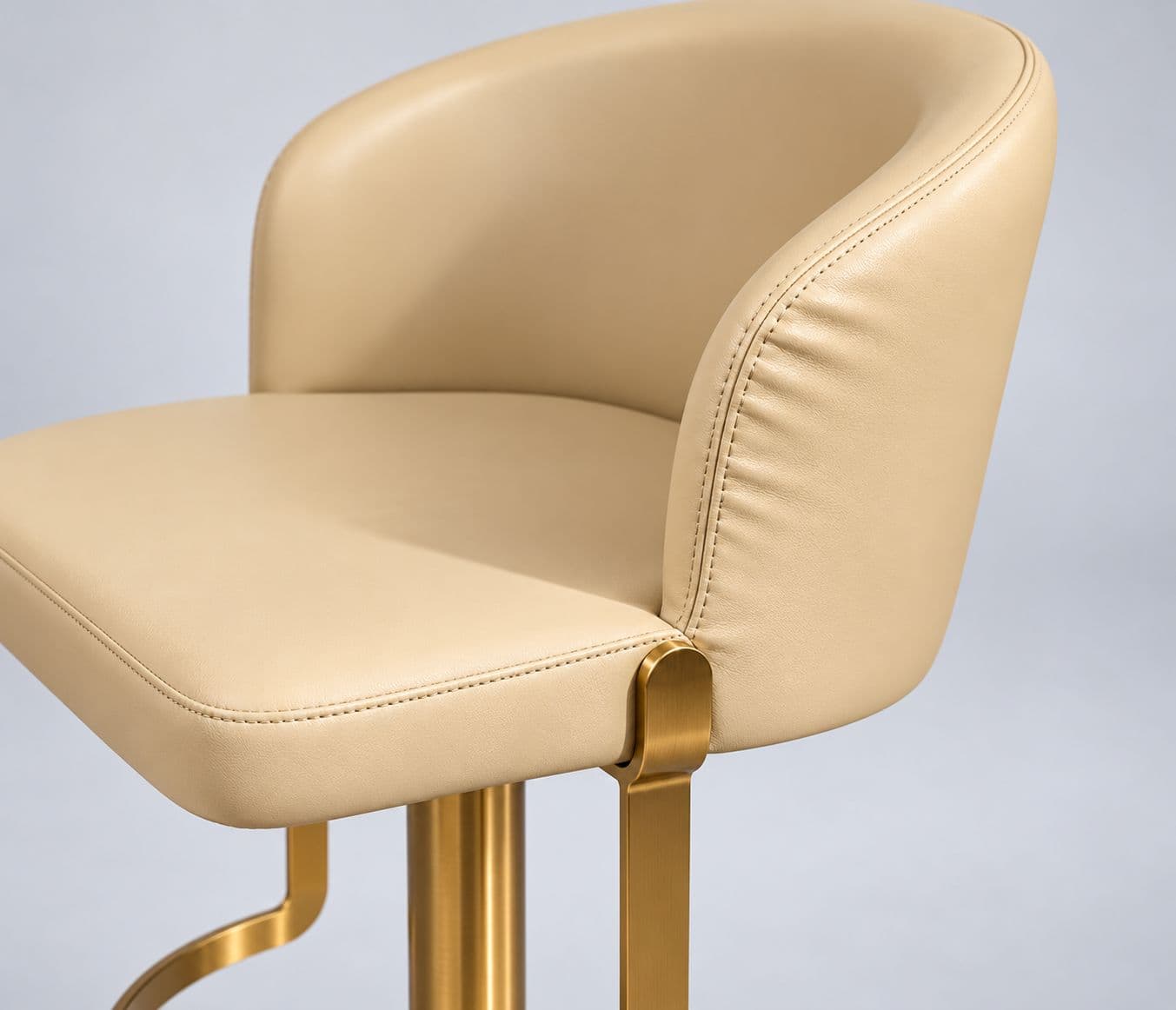 Image 8 for LG Bar Stool With Premium Beige Leatherette Curved Cushioned Backrest Metal Frame With Gold Finish (HYD OTD)