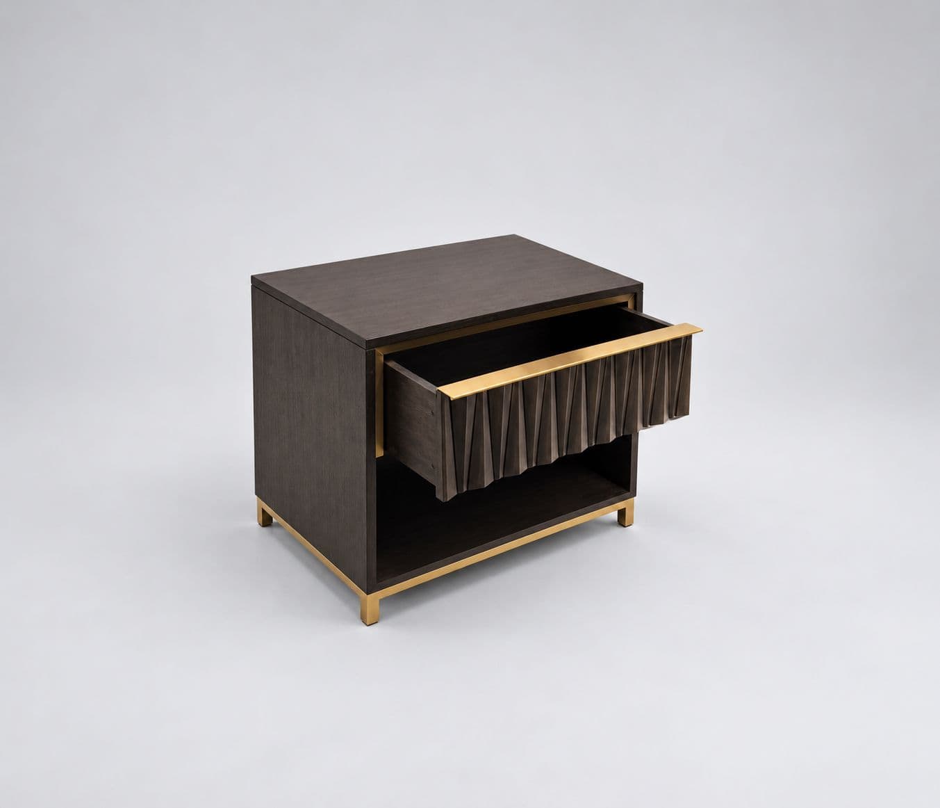 Image 5 for Soho Bed Side Table Drawer Mechanism With Gold Accent Wood Finish With Smooth Matte Satin Coating (HYD OTD)