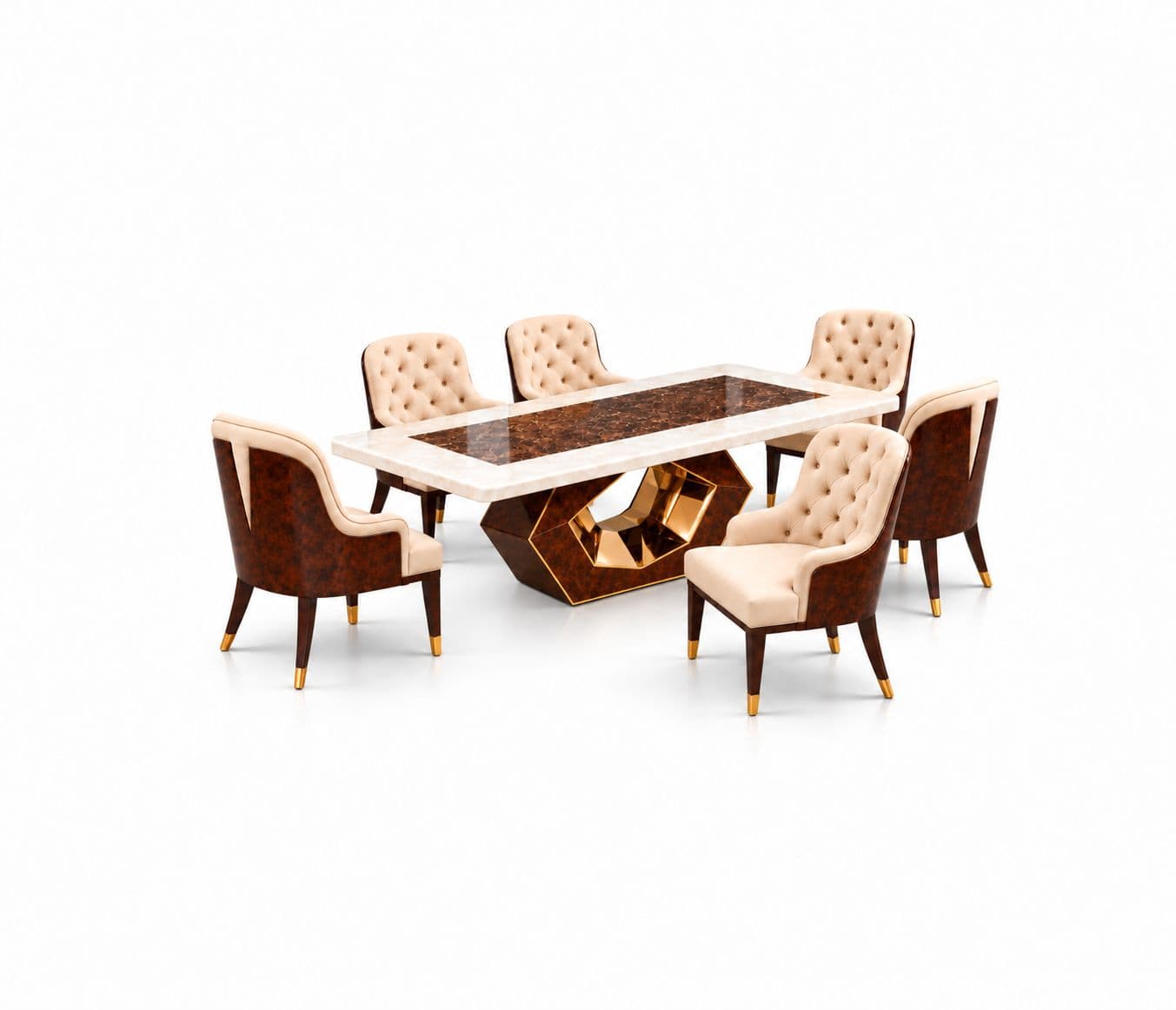 Image 4 for M12 Dining Full Set 1+6 Seater Marble Top With C11 Chairs And B13 Base (PKJ)