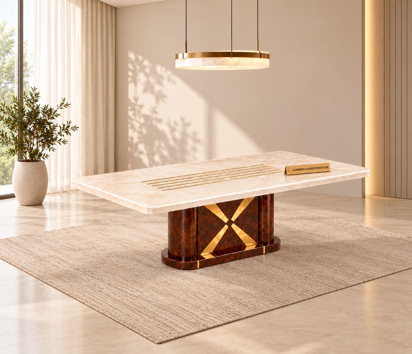 Image 21 for M13 Dining Full Set 1+6 Seater Marble Top With C02 Chairs And B11 Base (PKJ)
