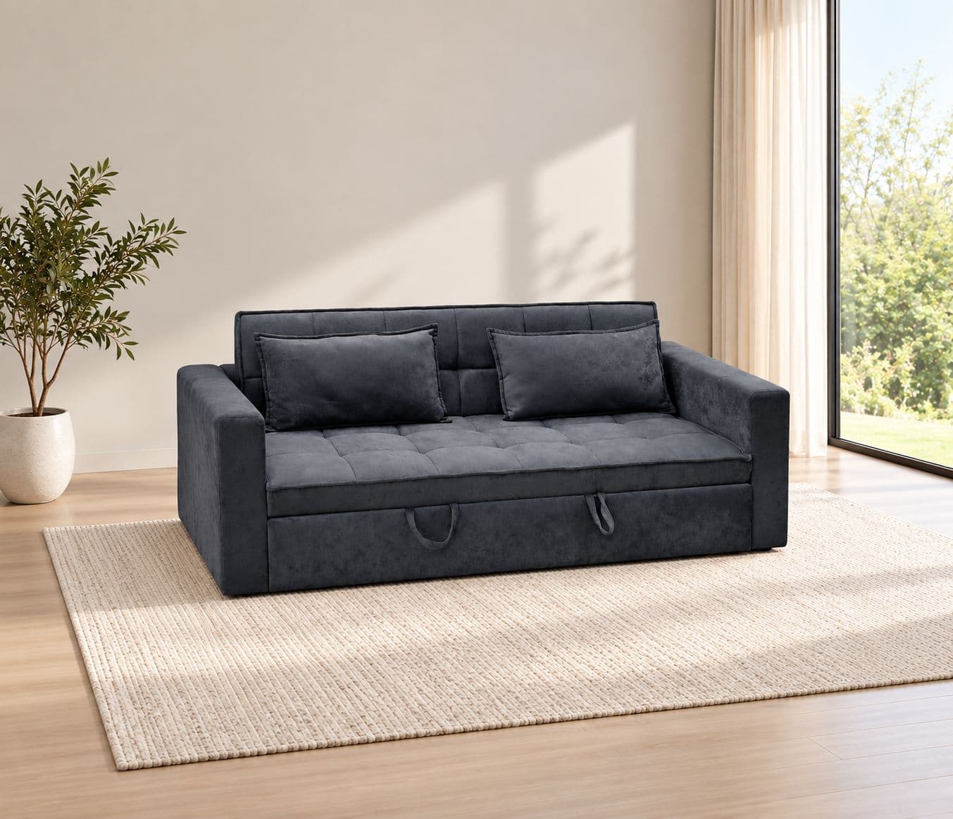 Anke Sofa Cum Bed 3 Seater Suede Fabric (BTM OTD)