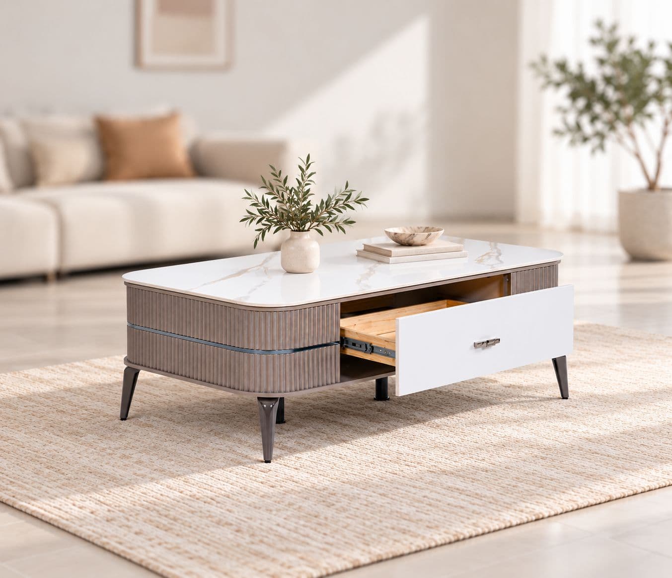 201-Coffee Table High Density Boad With Wood