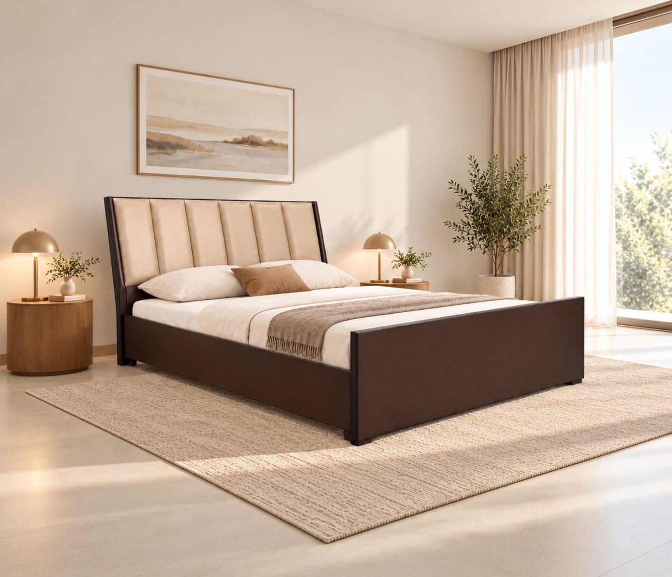 Image 1 for Cushion Patti Cot Queen Size With Regular Storage (WH)