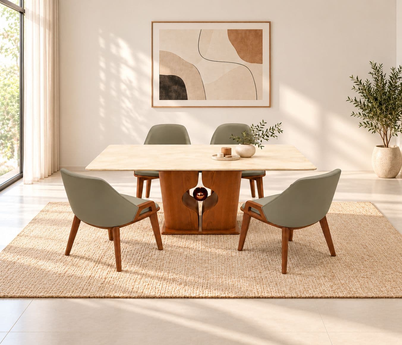 Image 1 for Dining Table Marble Top SY09+Base 656+DC 2136 1+6 Seater (HYD OTD)