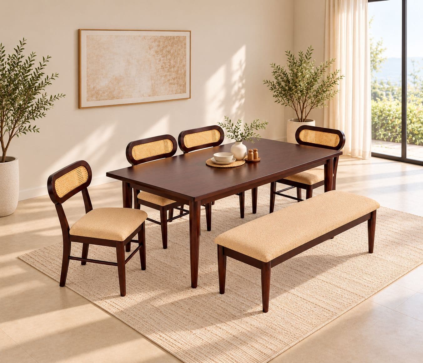 Image 1 for Catalog Dining Table 1+4+B With Wood (WH)