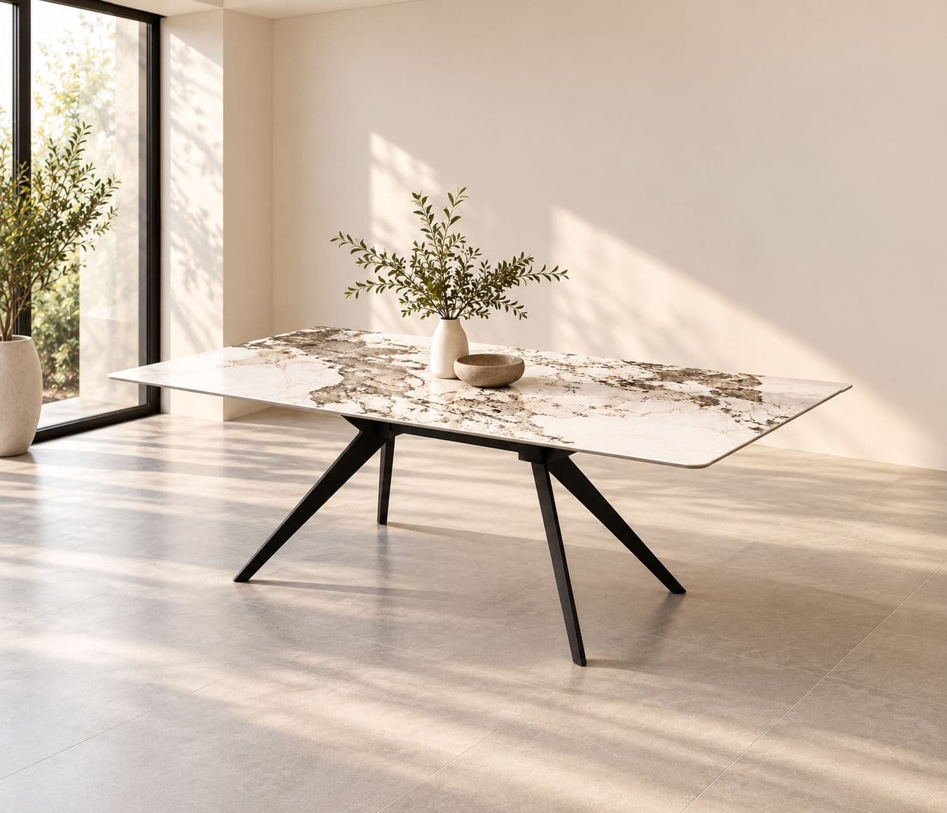 Image 1 for Dining Table C127- Marble Top With Metal Base
