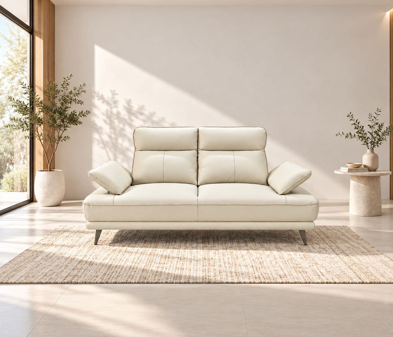 ZM958 2 Seater Sofa Half Leather -2S-59124 Off White