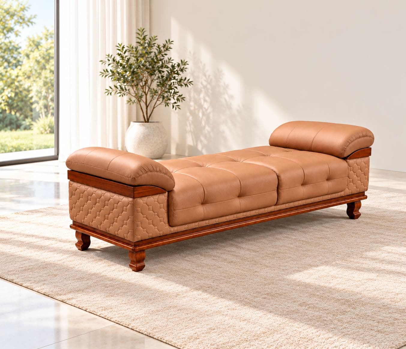 Image 1 for Talwar 2.0 Sofa Set 3+2+D+C Seater Fabric Leatherette Pinewood Polished Rubber Wood 32-Density Foam, 100 mm Thick