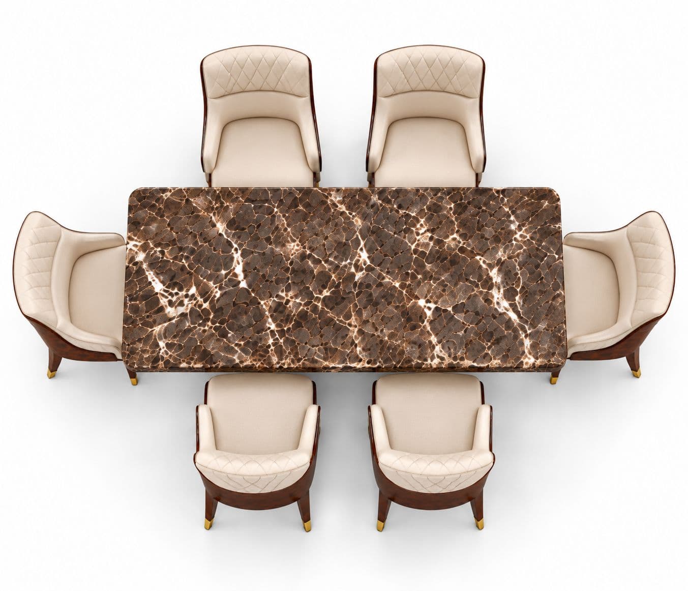 Image 4 for M04 Dining Full Set 1+6 Seater Marble Top With C01 Chairs And B02 Base (PKJ)