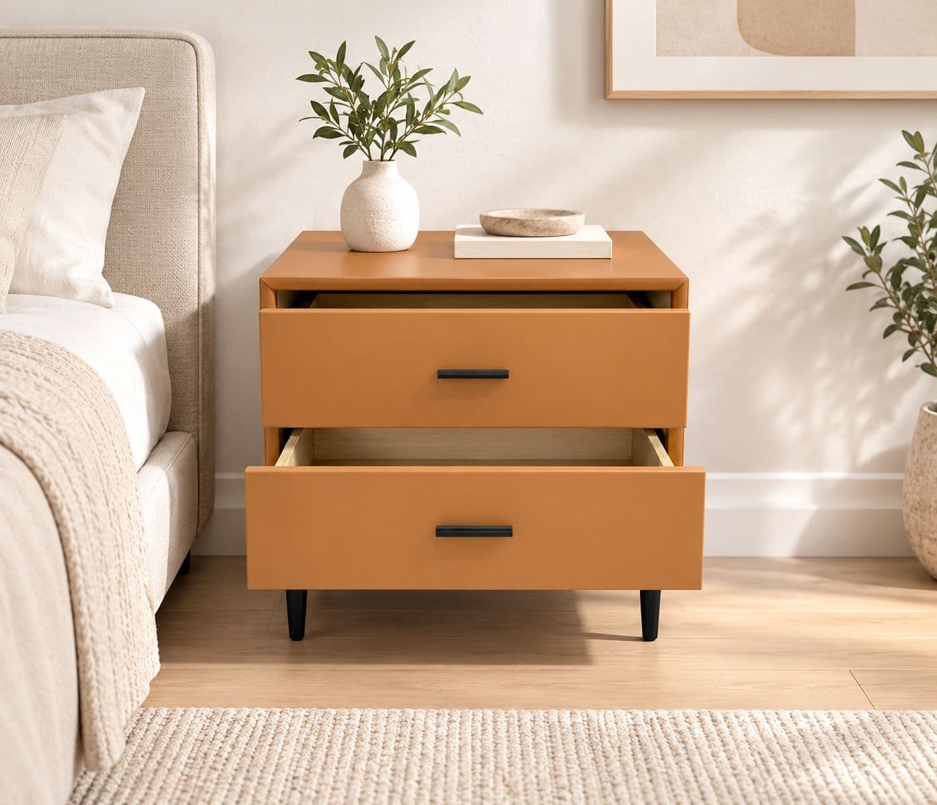 MRX002-Bed Side Table Night Stand Size 50X40X50 Meimei Lechi#82 (D-WH)
