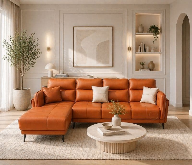 Austin Sofa 3+Lounger Suede Fabric (BTM OTD)