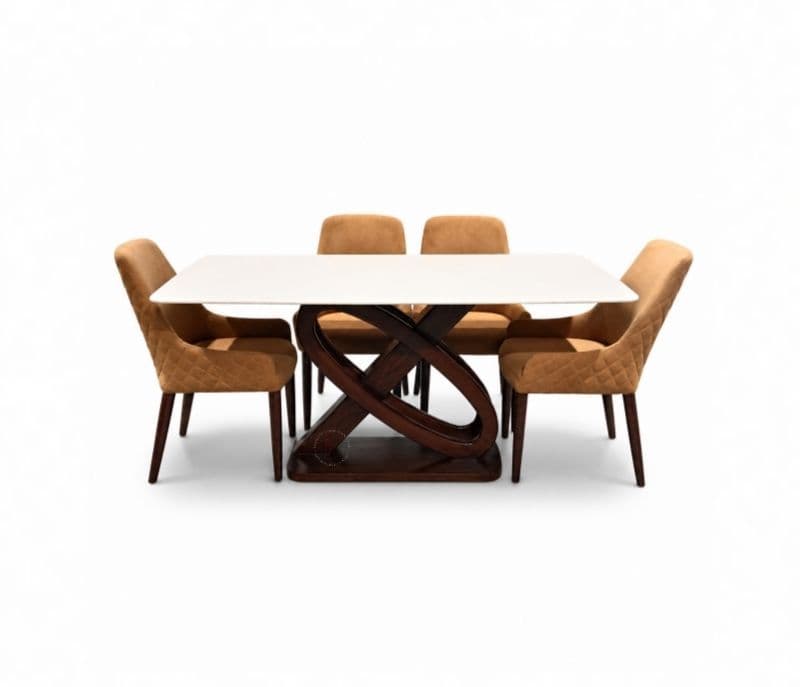 Image 6 for DT52/DC364/SWIS. RMR Dining Table 1+6 Seater Marble Top (BS-CP)
