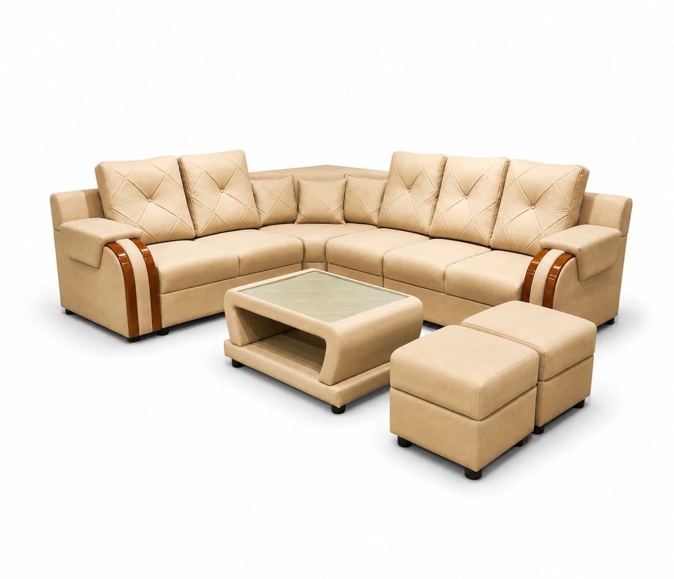 Image 4 for Regalia Luxa Sofa 2+2+1+C+Center table +2 Puffy Micro Suede Fabric