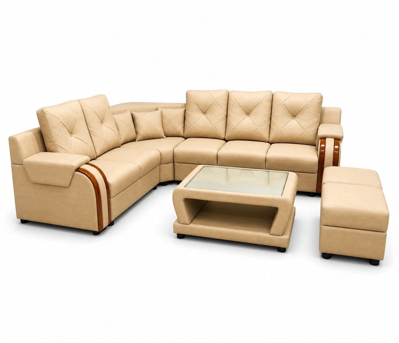 Image 3 for Regalia Luxa Sofa 2+2+1+C+Center table +2 Puffy Micro Suede Fabric