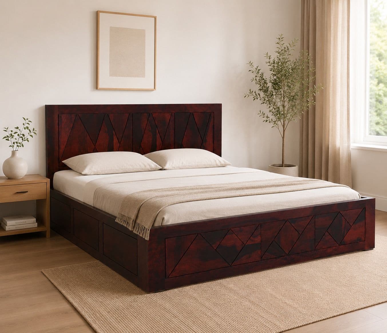 Image 1 for Haven Full Lifton Sheesham Wood Bed With Hydraulic Storage(WI)