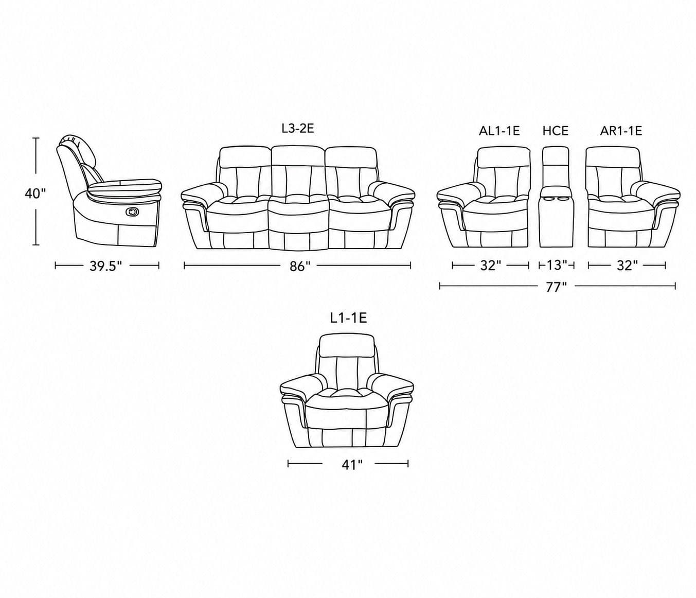 Image 24 for Manwah UXW9020M 3+2+1 Power Recliner Leather (CP)
