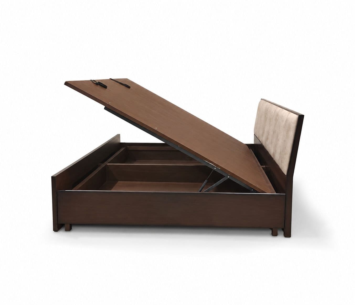 Image 11 for Patti Cushion Cot King Size 72"x78 "Box With Hydraulic Play And Engeneering Wood Legs Assam Teak (BSK)