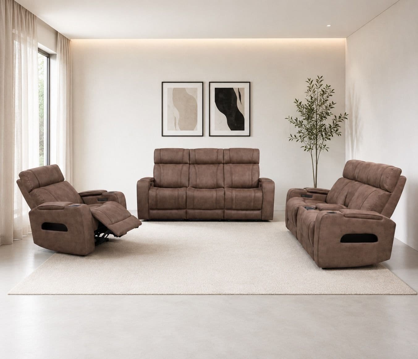 Image 1 for Manwah 71137BTZ 3+2+1 Power Recliner Fabric