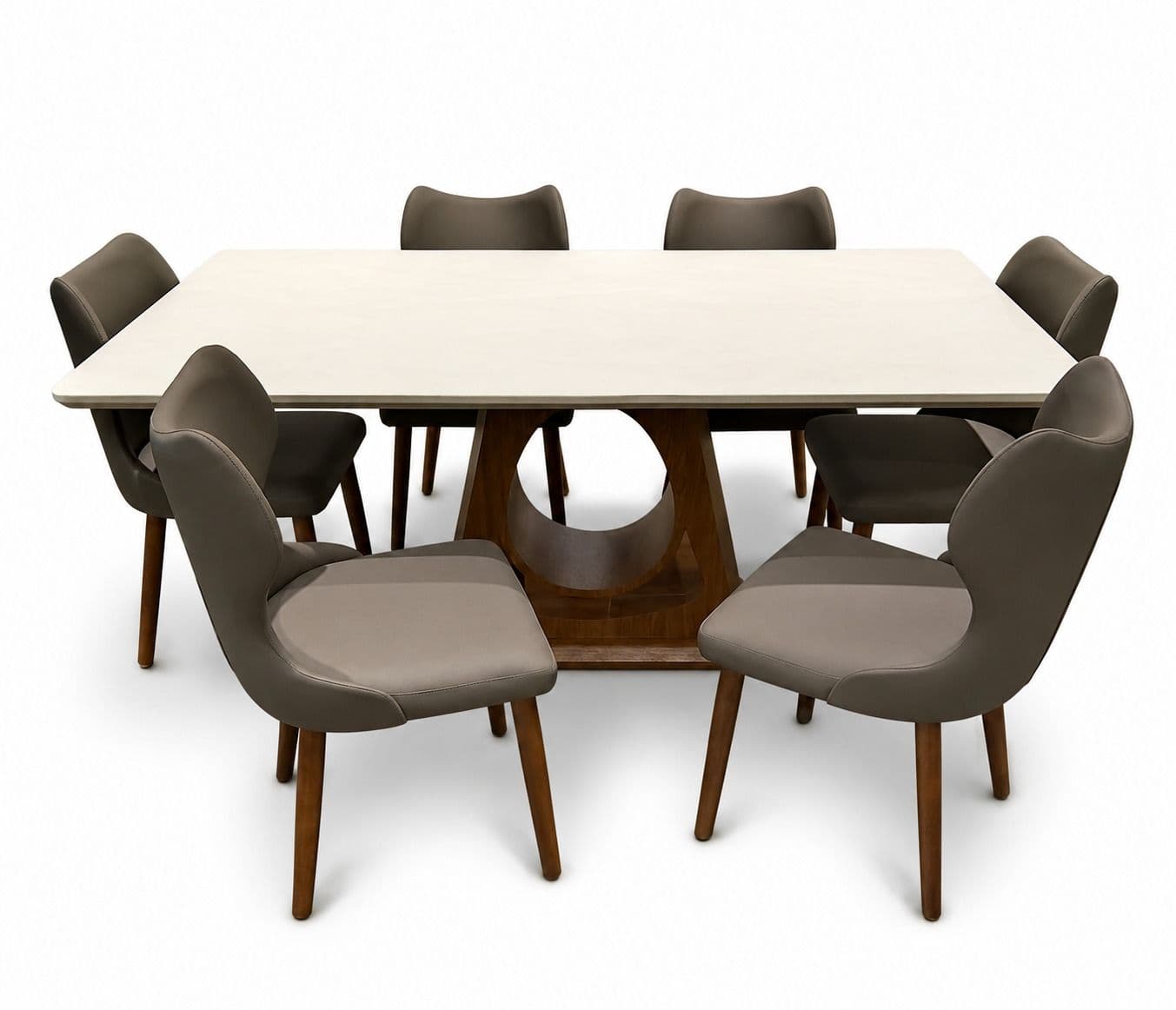 Image 4 for DT186/3588 701 Dining Chairs Marble Top Ash Wood Base 1+6 Seater (HYD)(KORA)