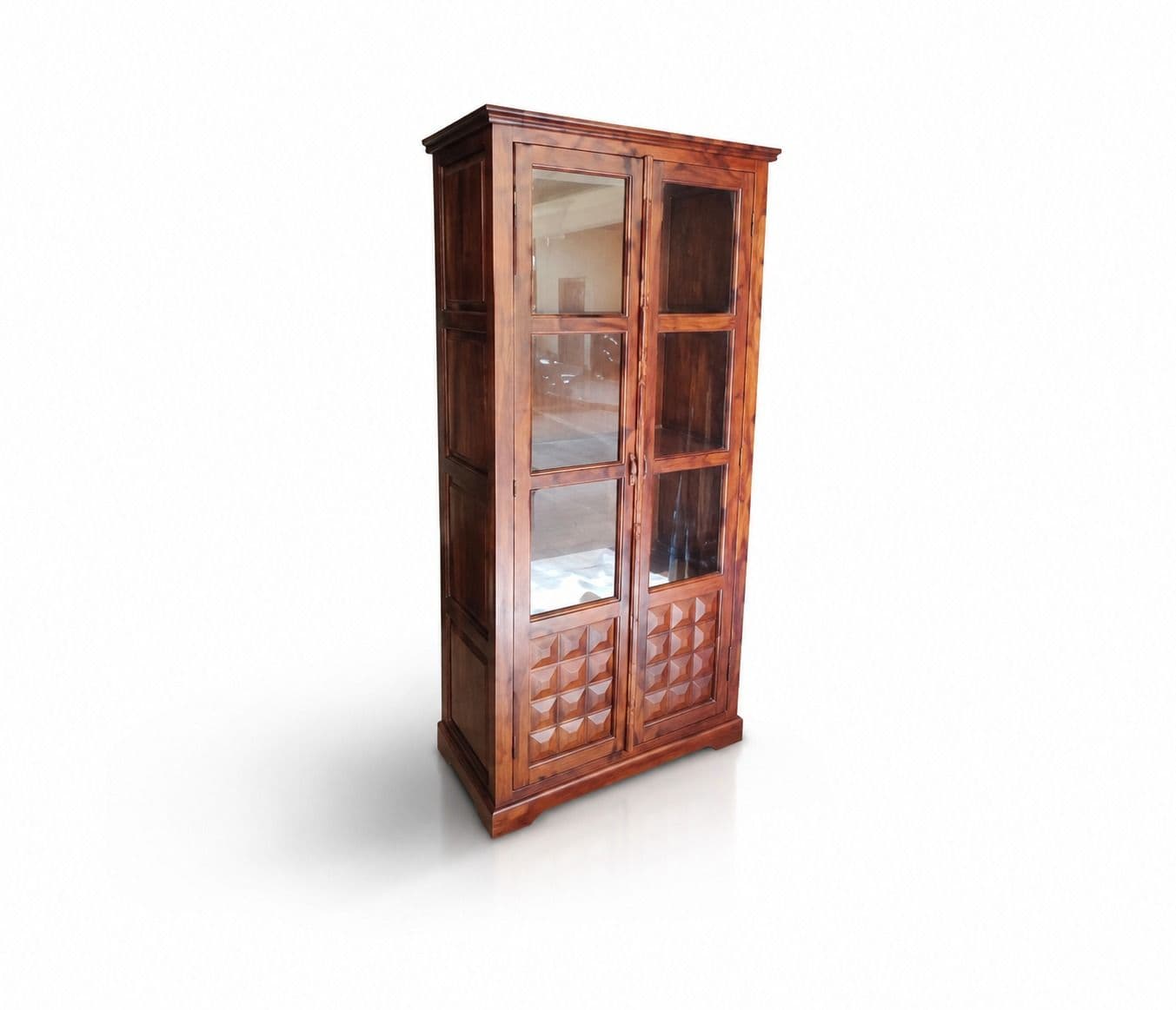 Image 3 for 2 Glass Door Diamond Almirah Sheesham Wood (BGPKU) (OWD)