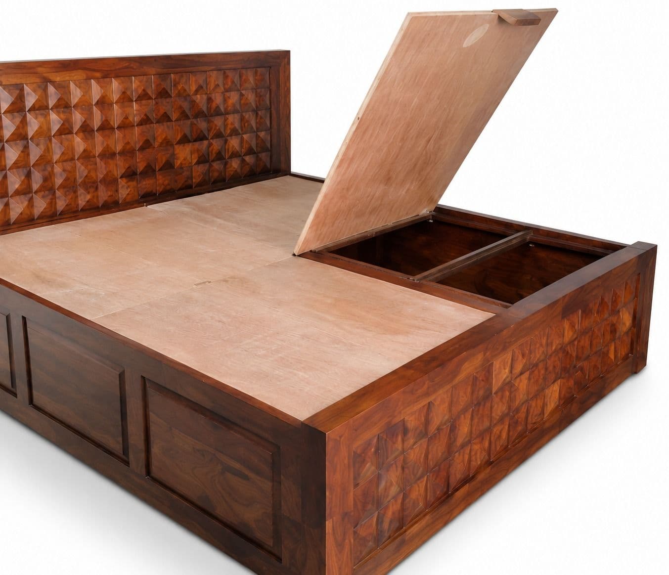 Image 5 for Diamond Queen Cot With Box Storage Sheesham Wood (BGPKU) (OWD)