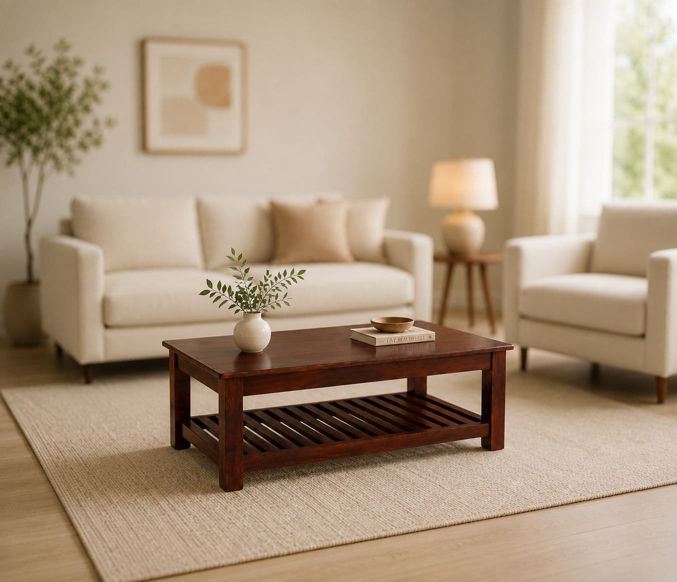 Image 1 for Double-Top Center Table Sheesham Wood (BGPKU) (OWD)