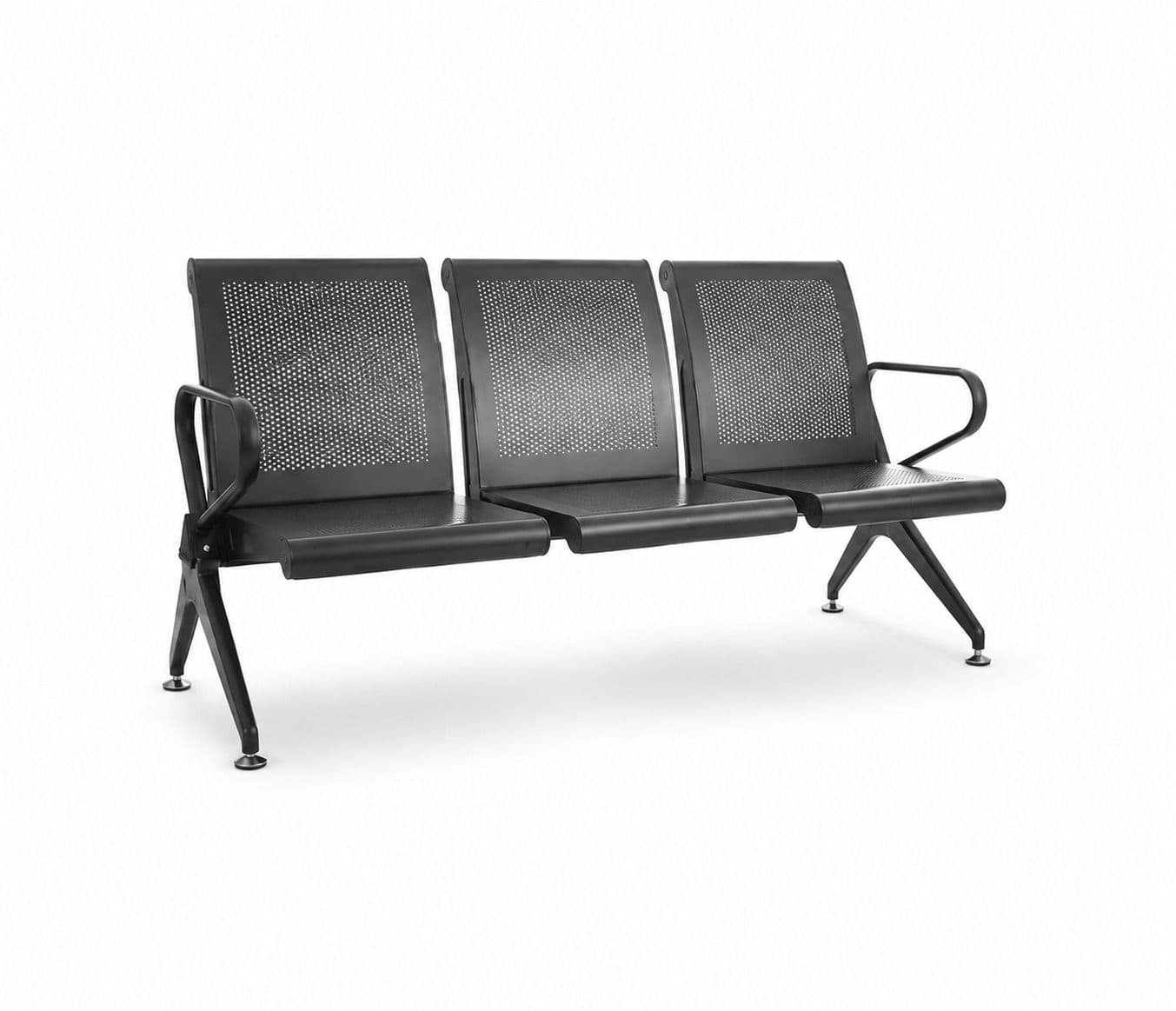 Image 3 for Metro 3 Seater Black Waiting Room Chair (PM)