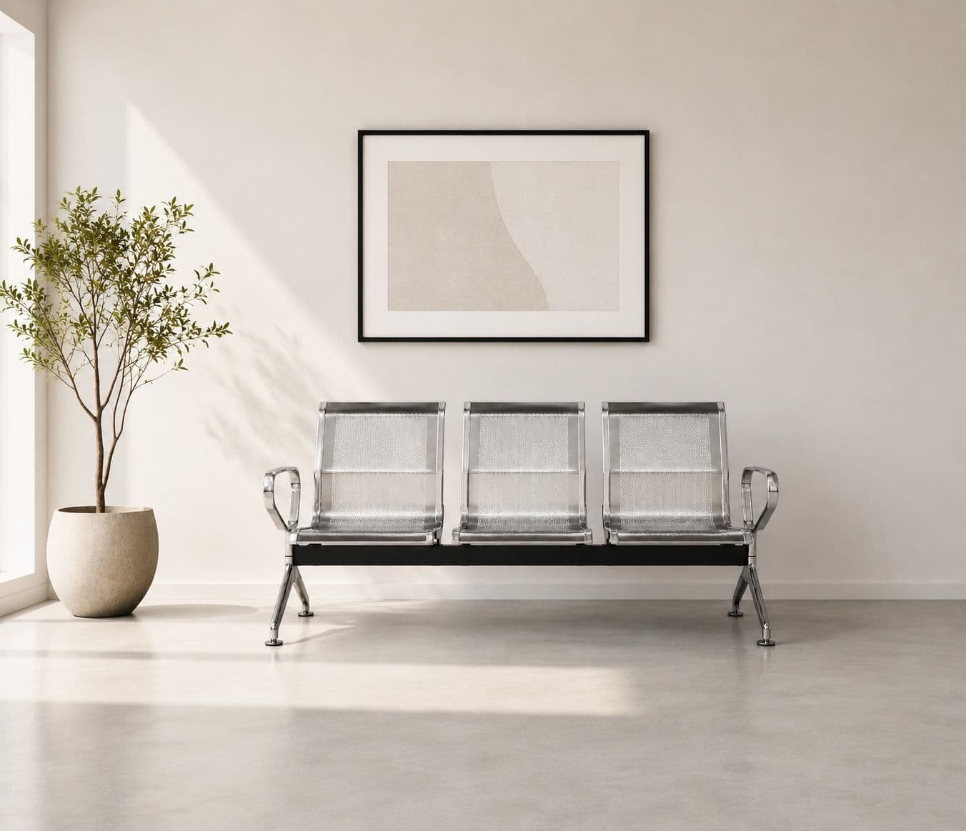 Imported SS (202 Grade) 3 Seater Waiting Room Chair (PM)