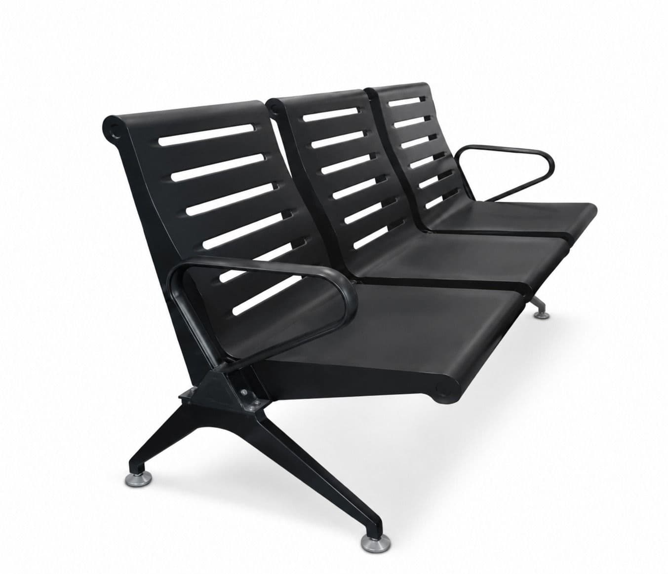 Image 3 for Oscar 3 Seater Black & Grey Waiting Room Chair (PM)