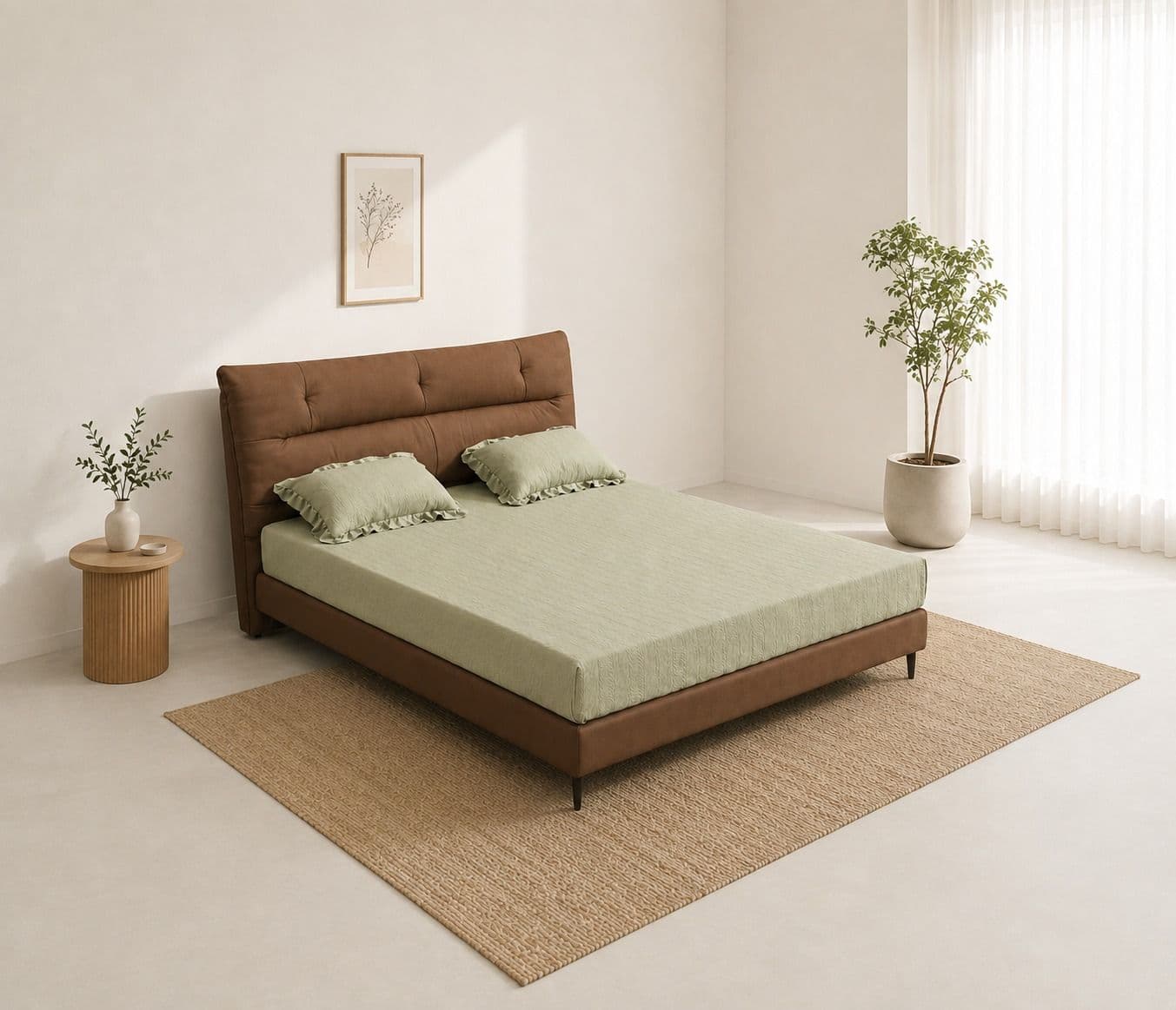 Image 1 for 1366_20 King Size Without Storage Leather Bed With Pine Wood Frames (HYD)