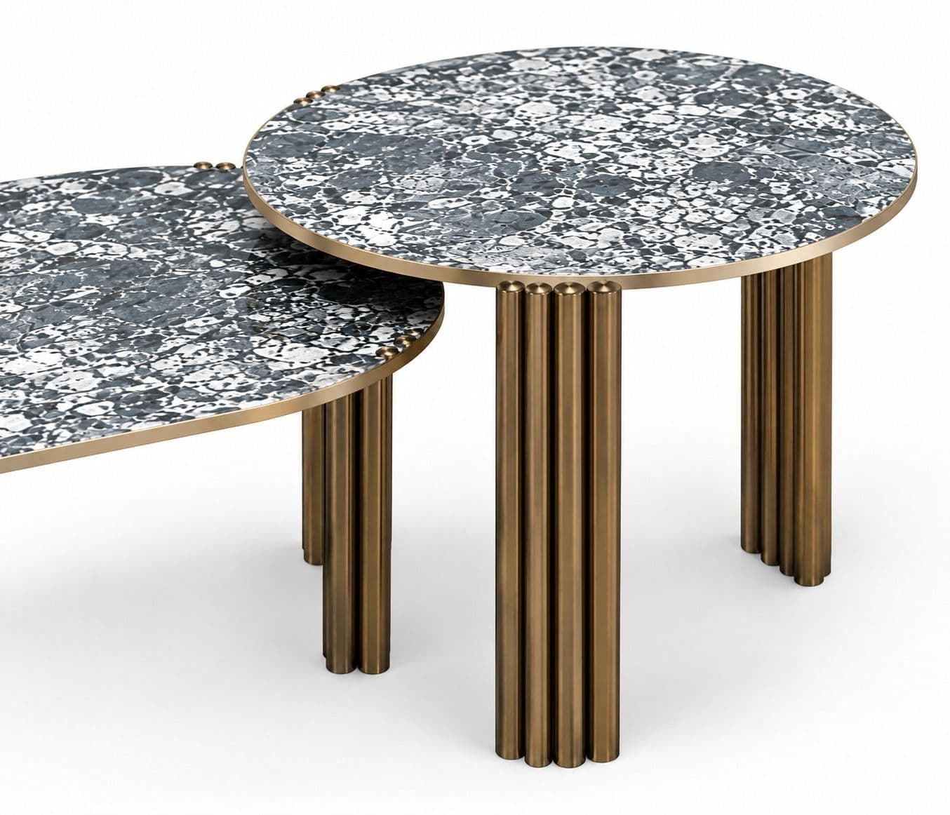 Image 3 for AH 2311. Center Table 2 Set Ceramic With Metal Base (BTM OTD)