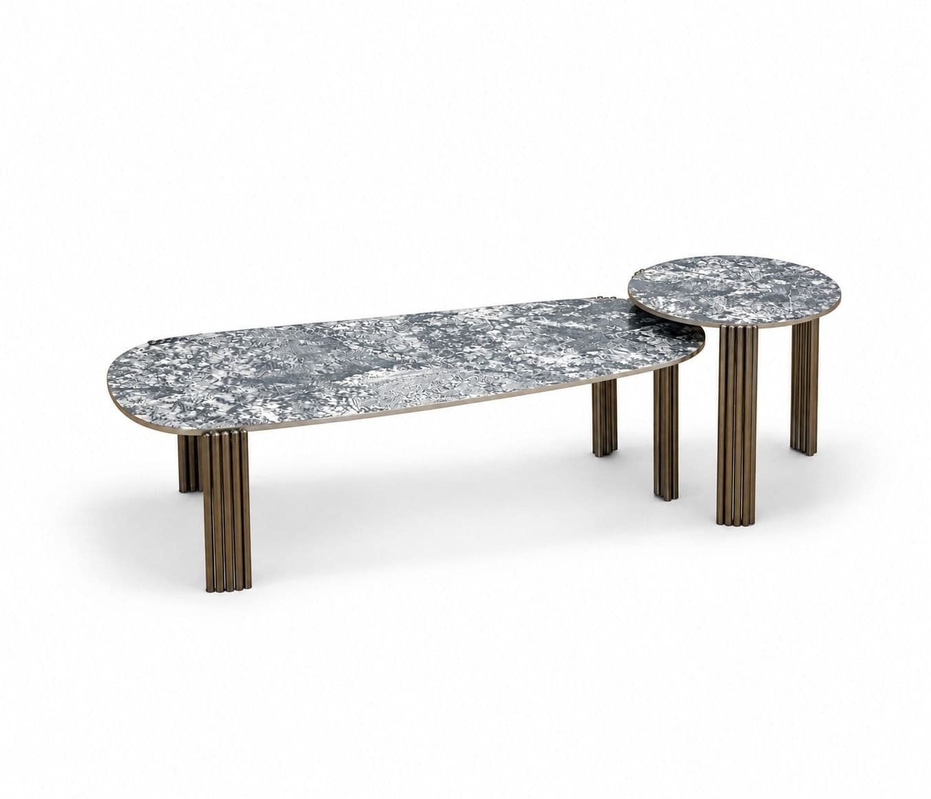 Image 6 for AH 2311. Center Table 2 Set Ceramic With Metal Base (BTM OTD)